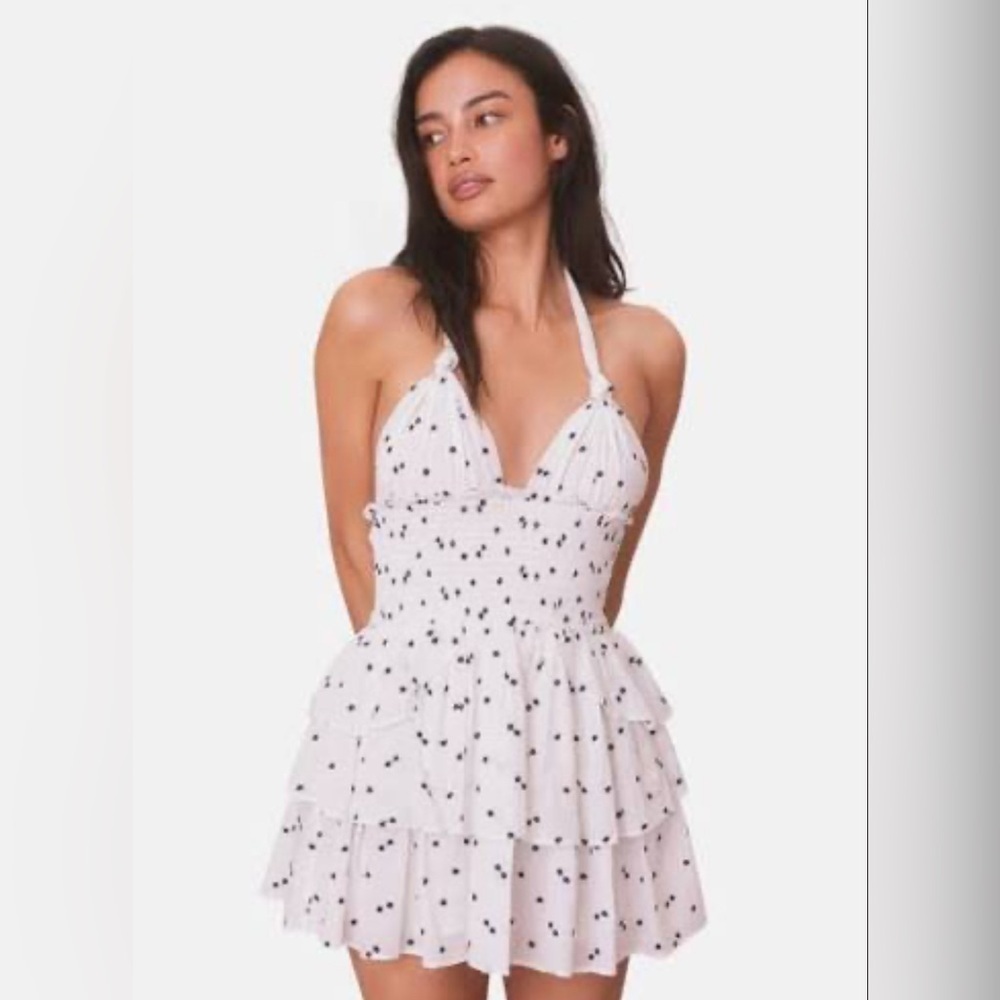 NWT LoveShackFancy Dress White and Navy starred Halter neck dress Size: XL
